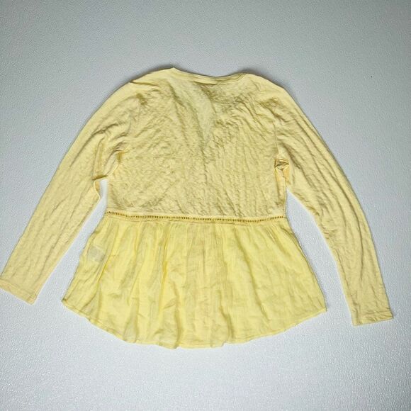 Style & Co Women's Long Sleeve V-Neck Mixed Woven Top Lemon Meringue Size S NWT - Picture 9 of 11